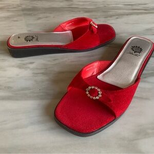 Elegant Red Velvet Women's Sandals